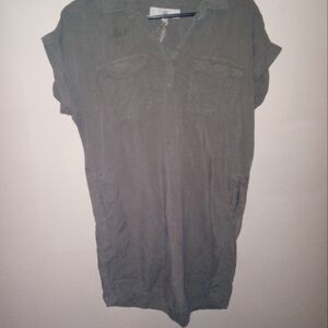 Casual Olive Green Shirt Dress